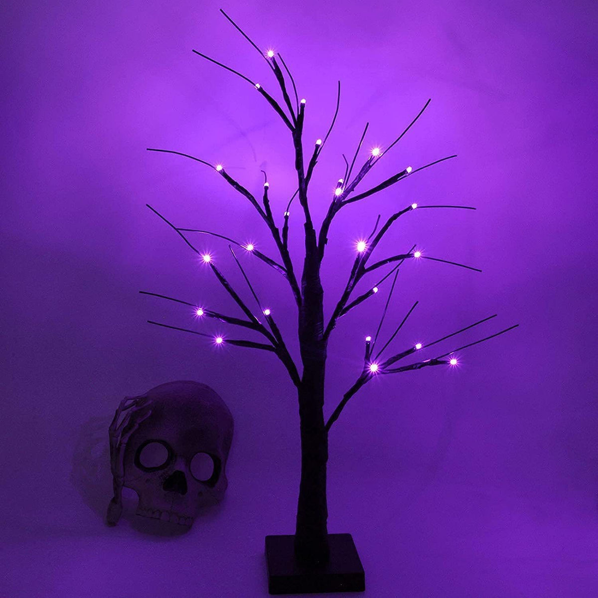 LED Simulation Purple Tree Light Halloween Thanksgiving Decoration