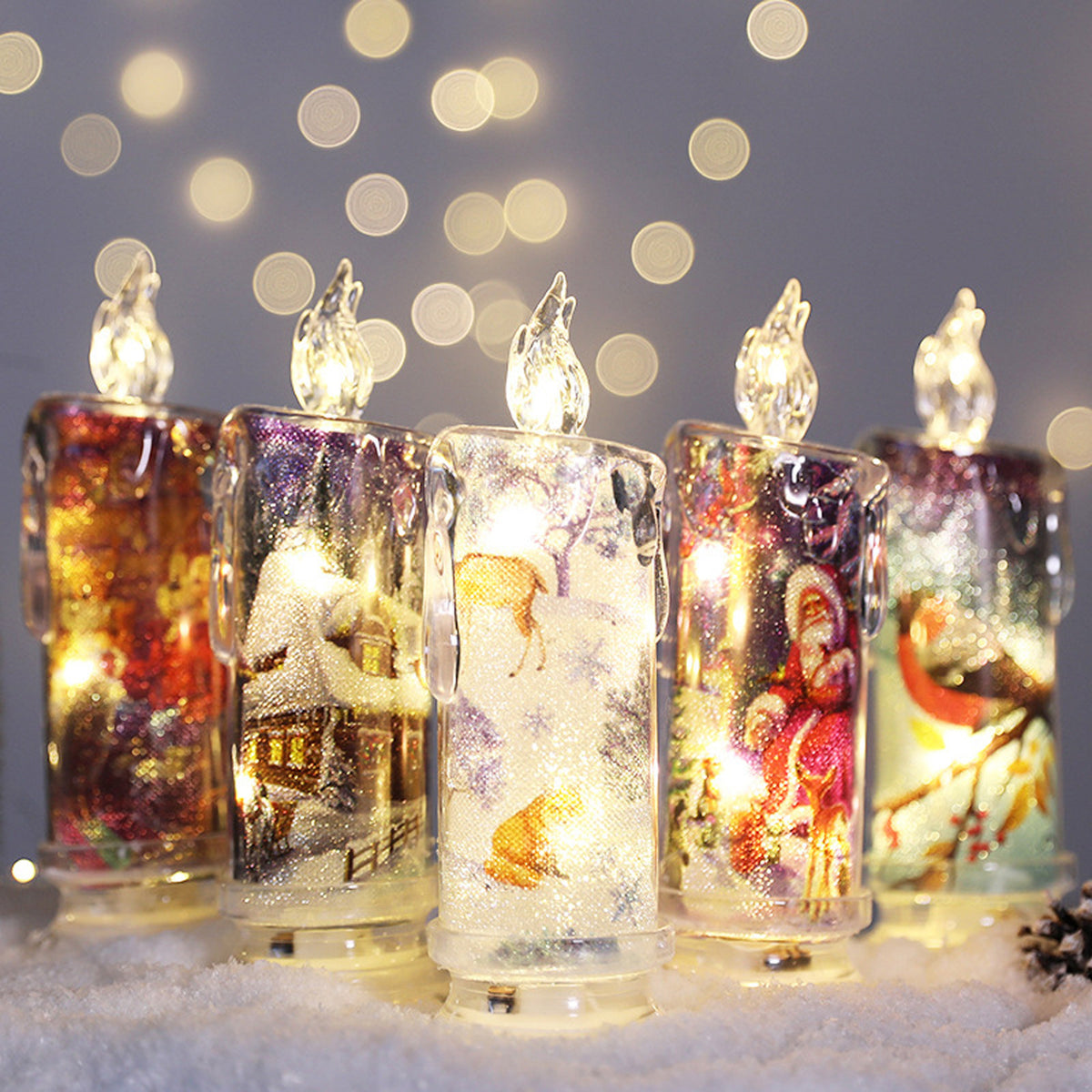 Christmas Transparent Electronic Candles Decorative Gifts